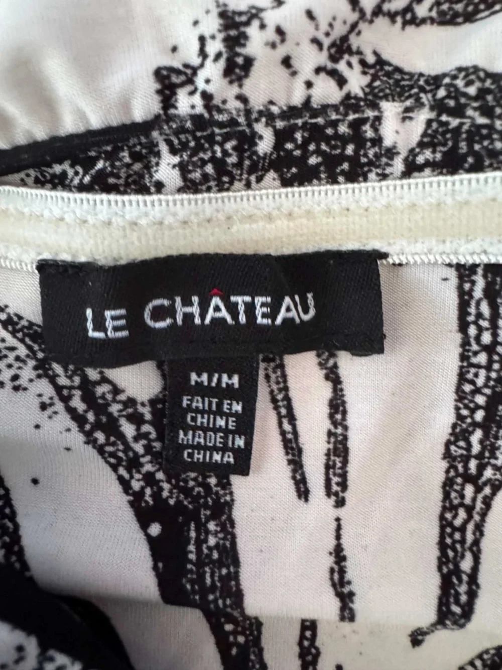 Le Château Black White Tropical Palm Leaf Strapless Maxi Dress Boho Resort Chic - Picture 4 of 4
